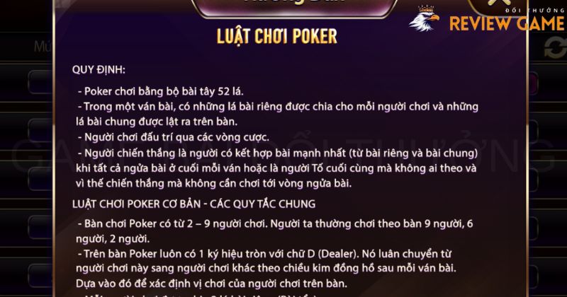 Hướng luật chơi Poker Sunwin chi tiết